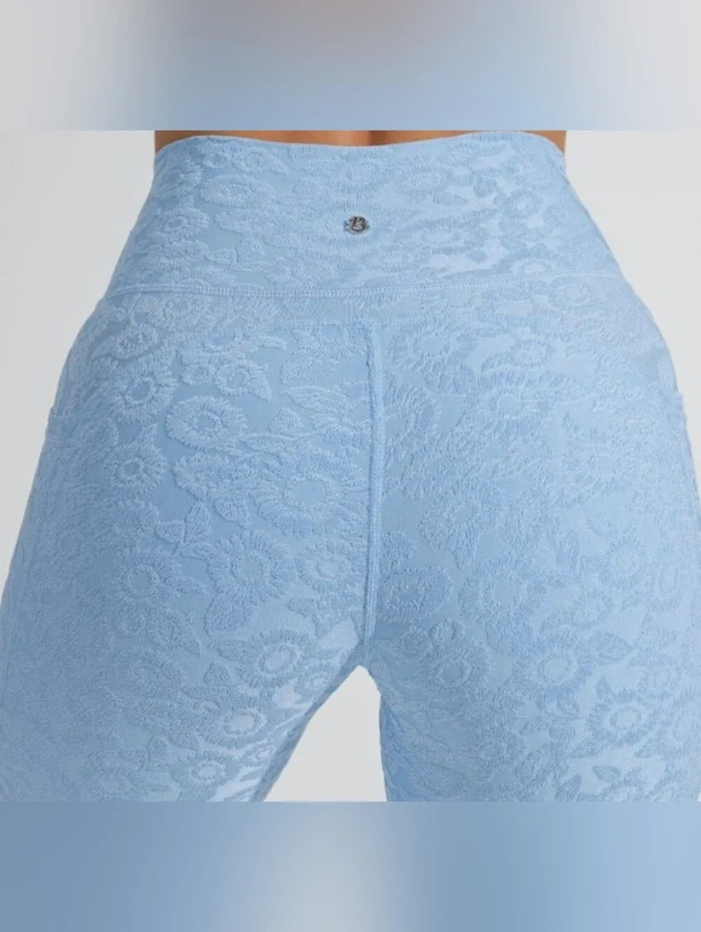 NWT ​Buffbunny Flower Power Textured Floral Leggings Tuxedo Blue Size L - Picture 4 of 10